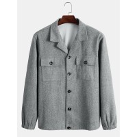 Men Nizi Pure Chest Pockets Button Collar Simple Jackets