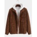 Men Corduroy Vintage Solid Color Button Collar Pockets Casual Jackets