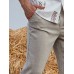 Men Solid Colors Elastic Waist Hem Cuff Side Pocket Leisure Fit Pants