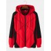 Mens Patchwork Contrast Color Zipper Casual Sports Hooded Jacket